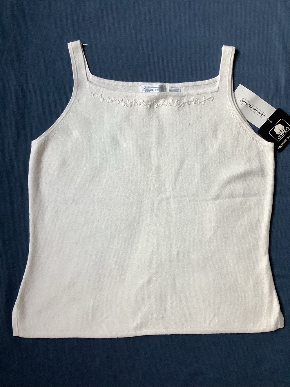 Vintage Jeanne Pierre cream tank, Large, NWT, 100% cotton
